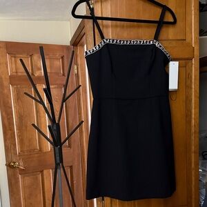 French Connection Black Mini Dress with Embellished Straps